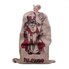 Sint en Piet: Jute zak van Sinterklaas, bedrukt met 2 kleuren. De zak heeft een omtrek van 60x102cm.